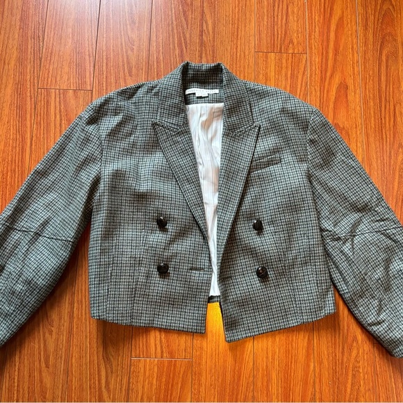 Veronica Beard Sybille Cropped Houndstooth Wool Blend Blazer, Size: 6 - Picture 6 of 9